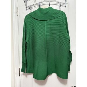 CYRUS Women's 1X Green Ribbed Cowl Neck Long Sleeve Sweater